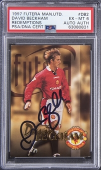 1997 Futera Manchester United #DB2 David Beckham Signed Redemption Card (#002/250) - PSA EX-MT 6, PSA/DNA Authentic - Pop. "1-of-1!"